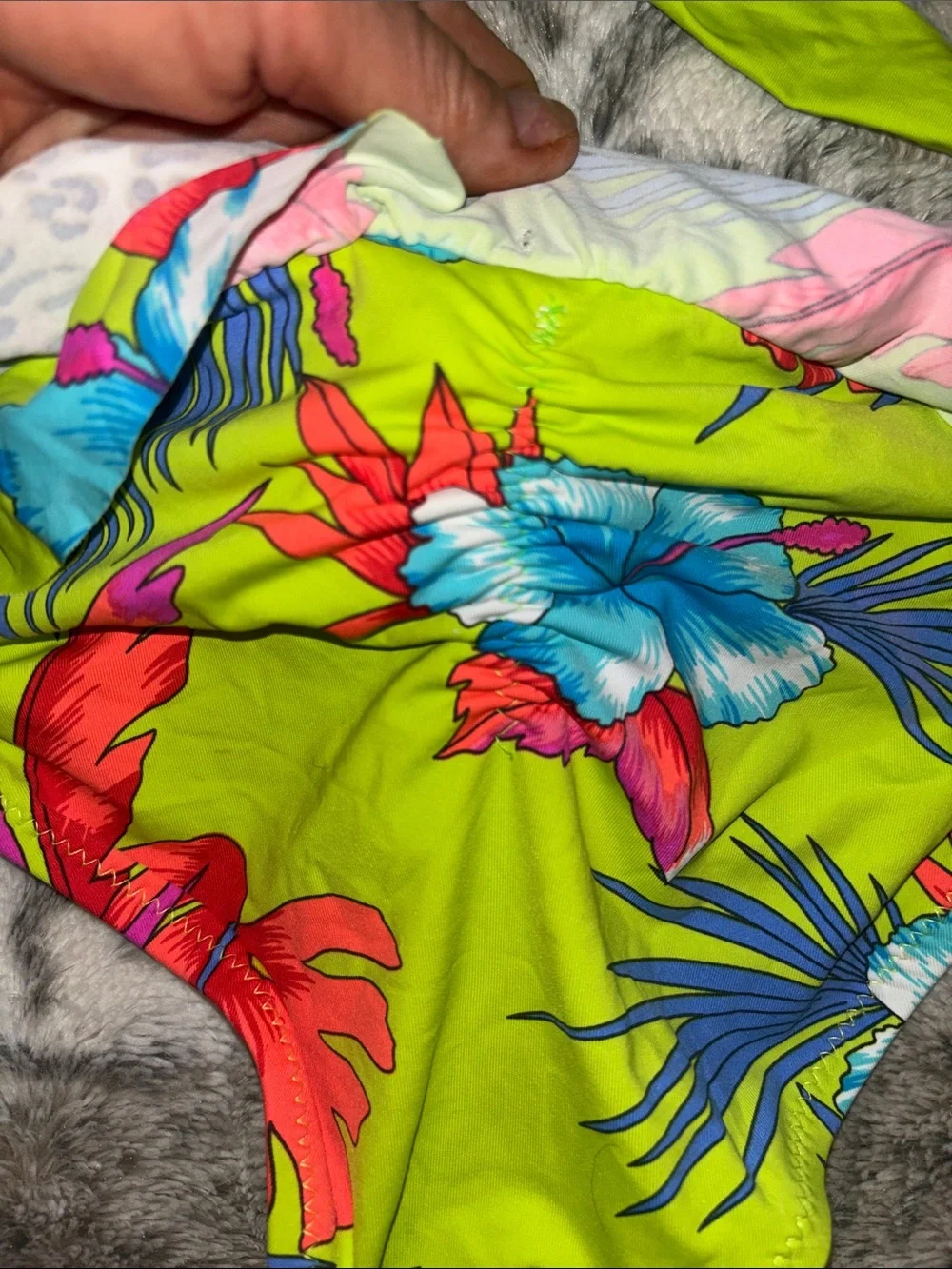 Raisins Neon‎ Lime Floral & Leopard Accent Bikini Bottom